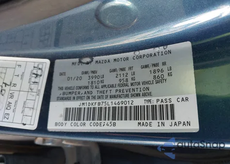 2020 Mazda Cx-3 Sport z USA, uszkodzony, nr VIN JM1DKFB75L1469012